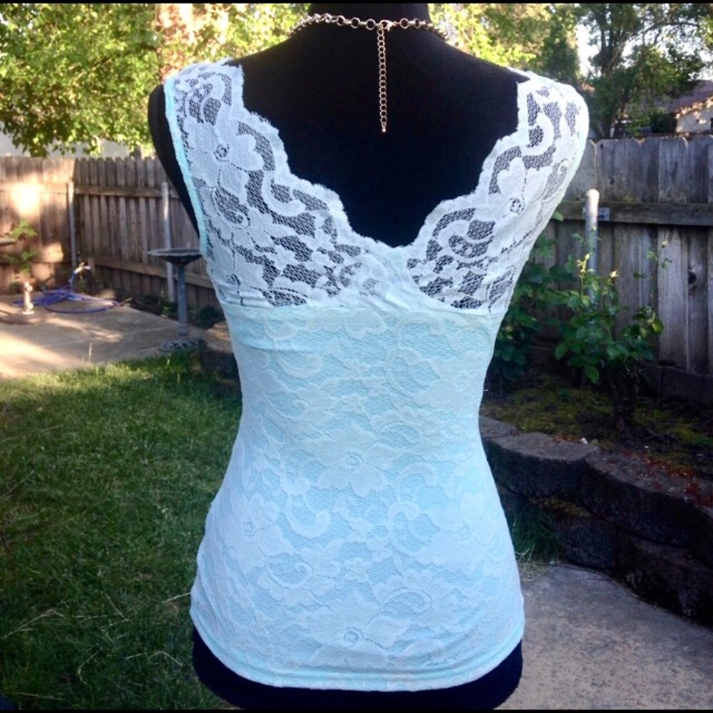 Gorgeous mint lace tank - Picture 6 of 7